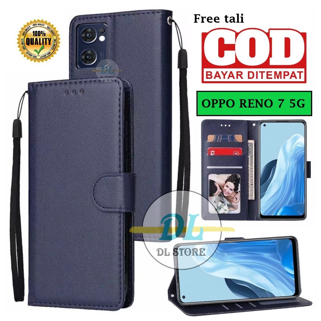 FLIP CASE OPPO RENO 7 5G FLIP LEATHER CASE PREMIUM-FLIP WALLET CASE KULIT UNTUK OPPO RENO 7 5G CASIN