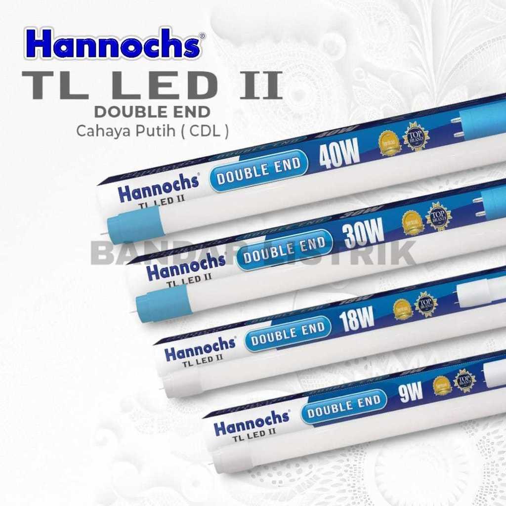 HANNOCHS Lampu Neon TL LED II Dua Sisi Double Ended 9W 18W 30W 40W Cahaya Putih CDL Cool Daylight SN