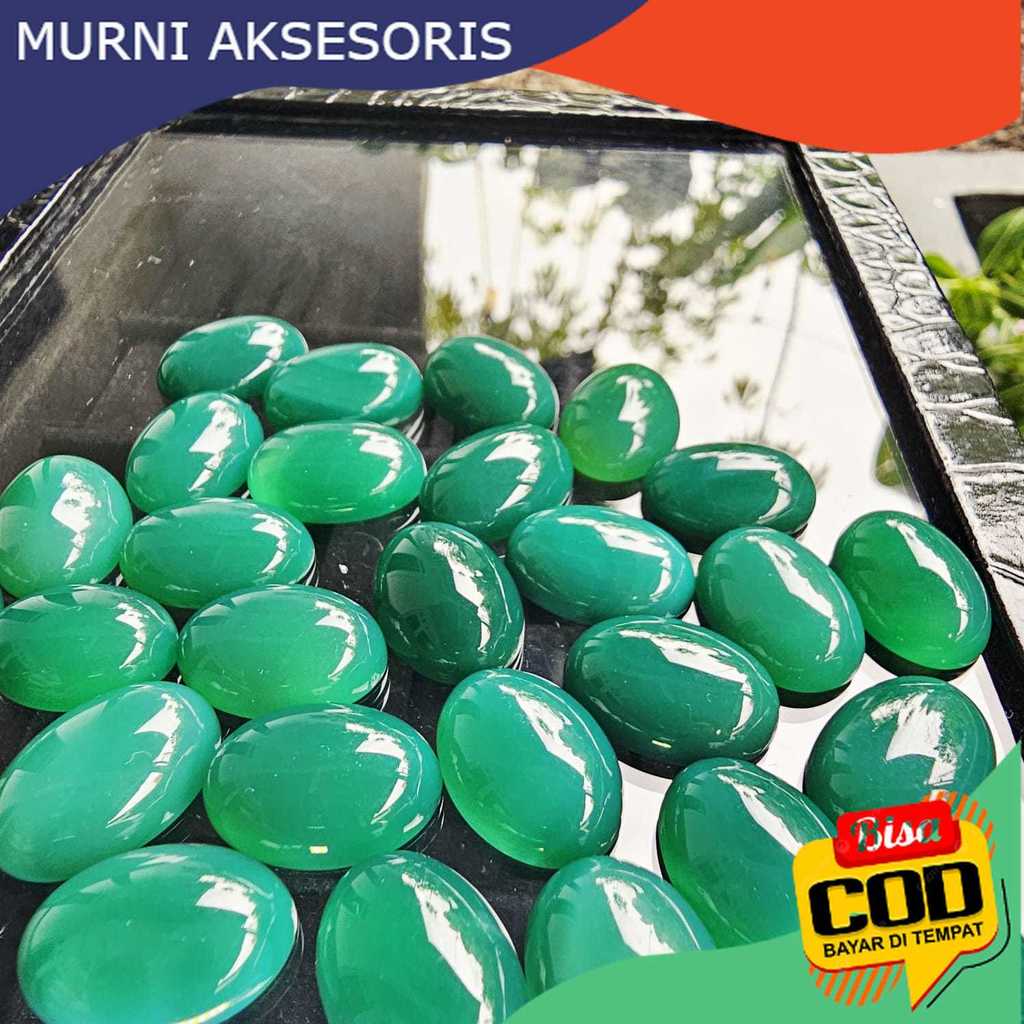 Murni Aksesoris. Batu Akik Kalsedon Hijau Lumut Natural / Kalsidon Hijau Tua / Natural Green Agate C