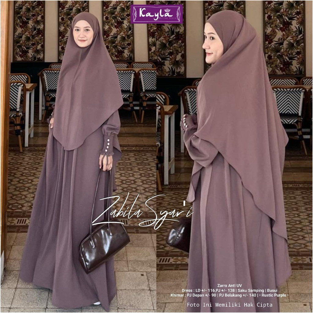 Zabila Syari  Kayla Gamis Set Jilbab Syari Polos alya store