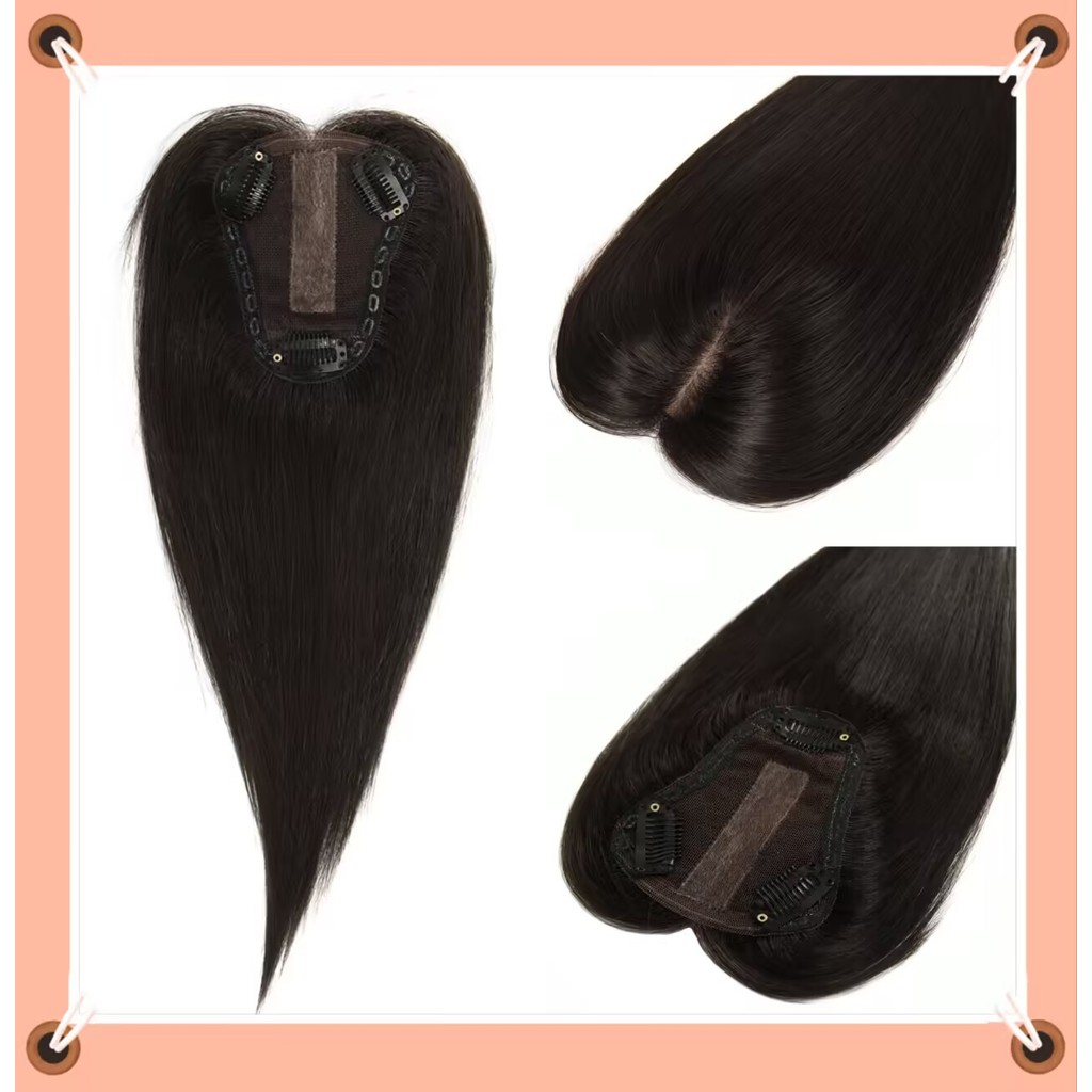 Women Topper Hand Single Knot Hair Topper 8x10cm Center Part Natural Hair Toppers Silk Base Hair Cli