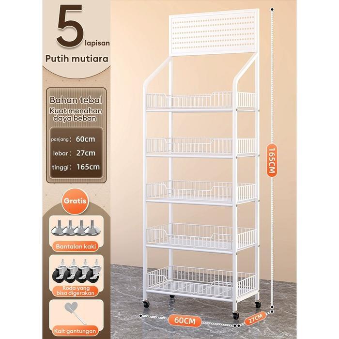 Rak Chiki Rak Gawang Sembako Susun Rak Snack Rak Toko Jualan Keranjang Jajan Rak Besi Rak TroliHuge 