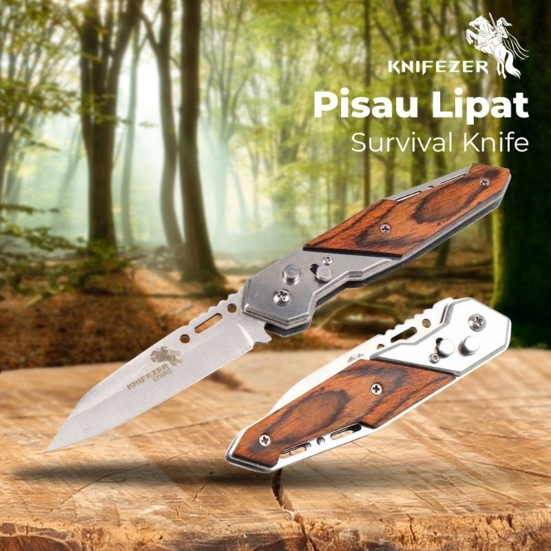 Pisau Lipat Baja Doom Blade Survival Pisau Tactical Hunting pisau knifezer brown