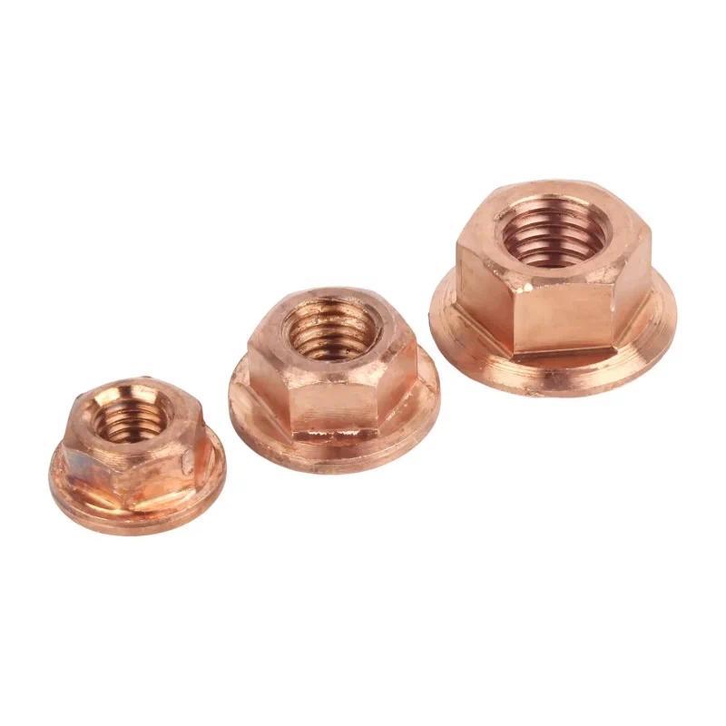 M6 M8 M10 M12 M14 M16 Pure Copper Hexagon Flange Nuts Automatic locking nut Anti-Loosening Nut
