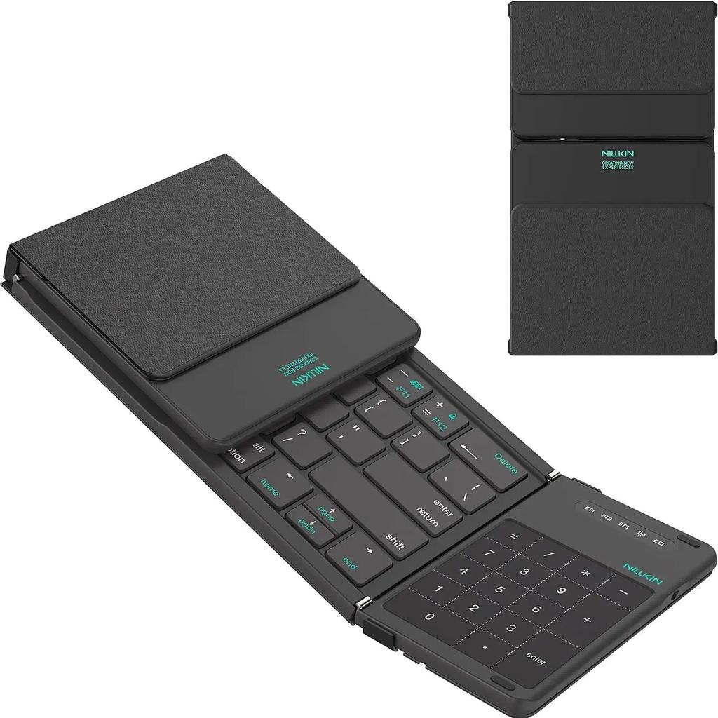 Nillkin Bluetooth 5.0 Foldable Keyboard with Trackpad & Numpad, Full-Size Travel Keyboard for iPad T