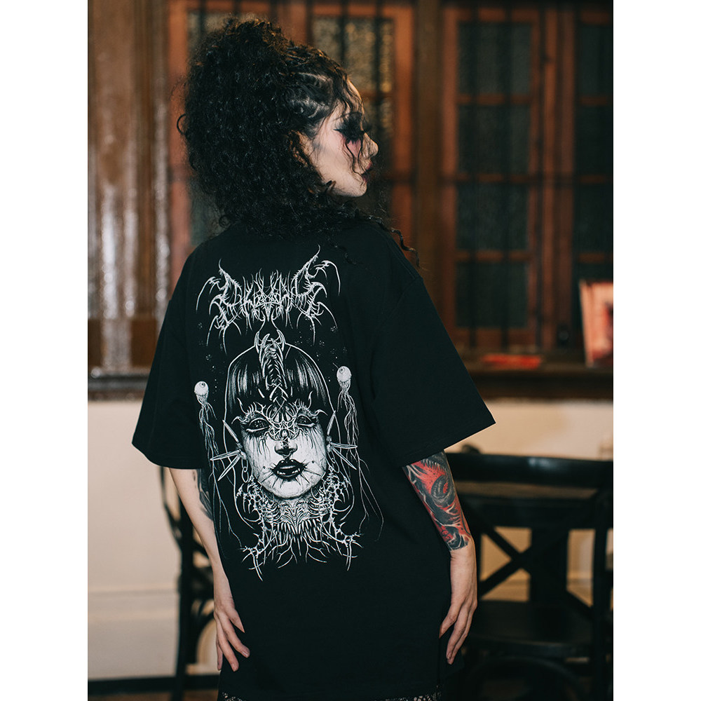 Kaos Lengan Pendek Pendeta Punk Gothic Rock Gelap Tato Arcs Tukang Tato