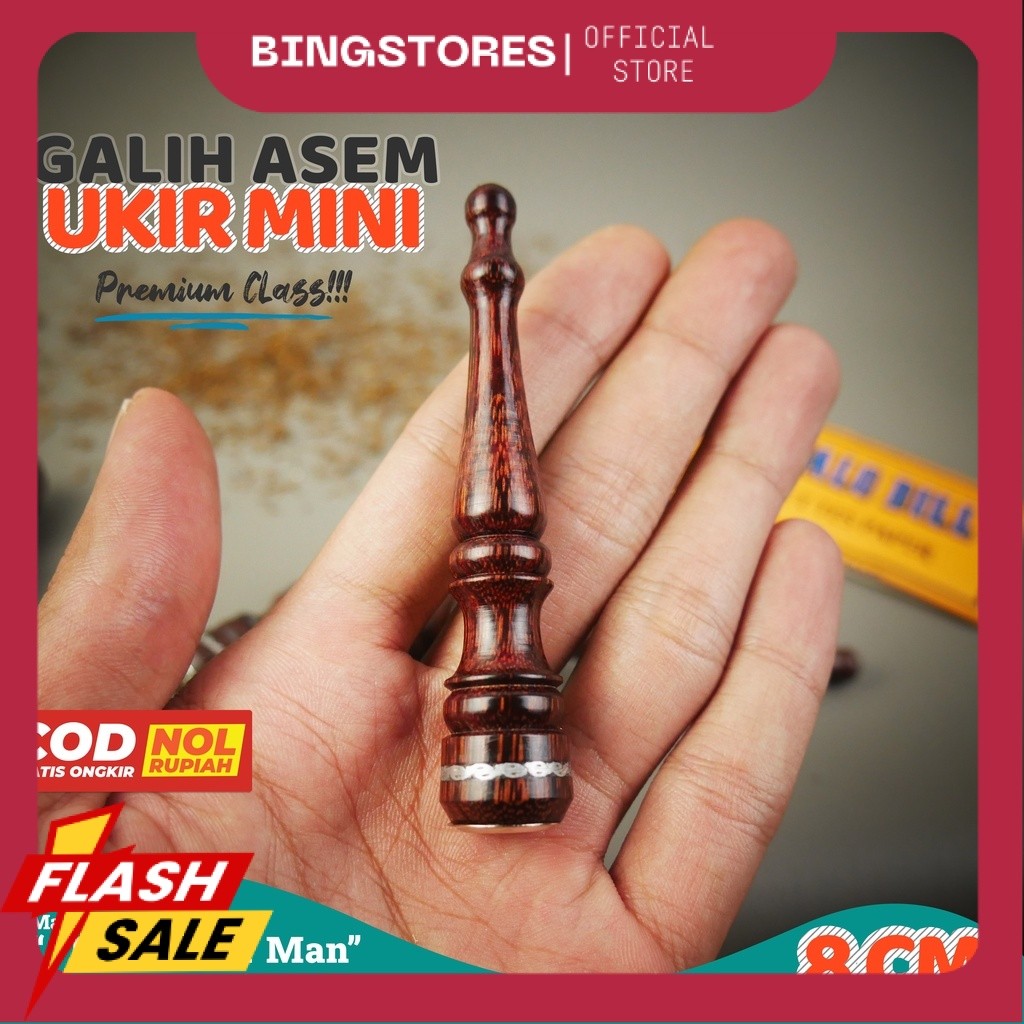once pipa roko kayu galih asem - cangklong rokok padudan premium ukir dibawah gading gg panjang 8cm 