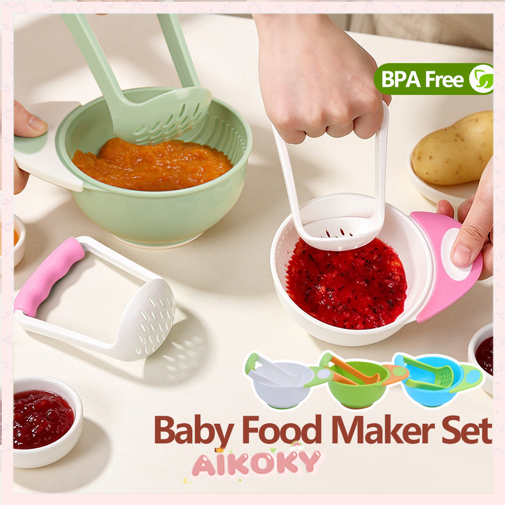 AIKOKY Baby Food Maker Set Grinding Bowl Mpasi Alat Pembuat Makanan Bayi