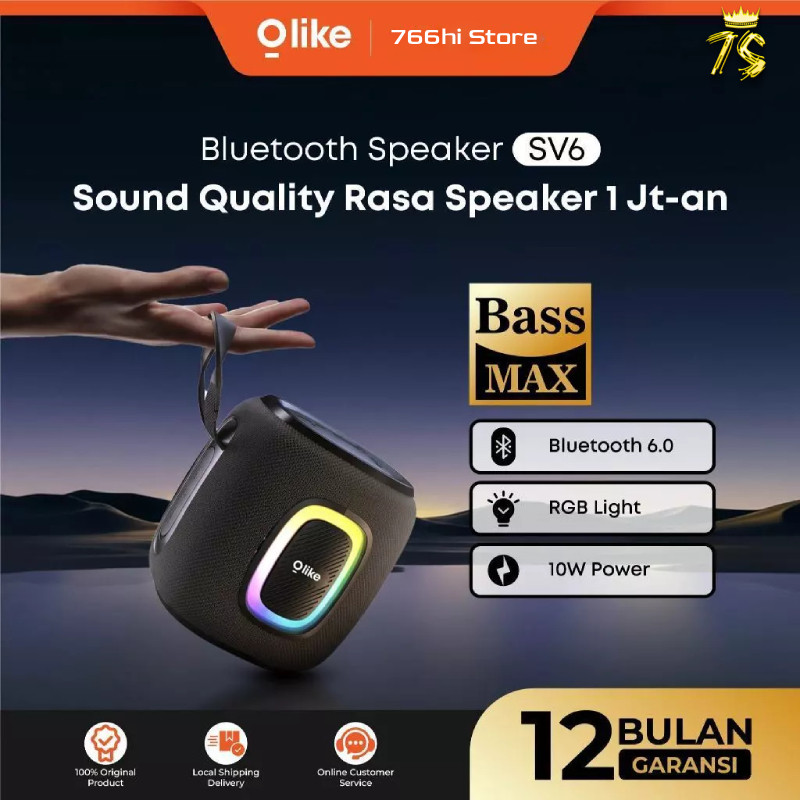 OLIKE SV6 Speaker 10W Subwoofer Dual Bass Bluetooth 6.0 TWS RGB Light 2000mAh 6 Jam Portable