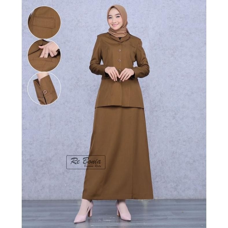 Banting Harga Blazer Rebonia Seragam Pns Pemda Tua Kheki Tua Baju Pns Setelan Pns Wanita Setelan Rok