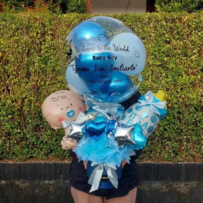 Buket Balon Foil Baby Born - tjeplis.id - Baby Boy