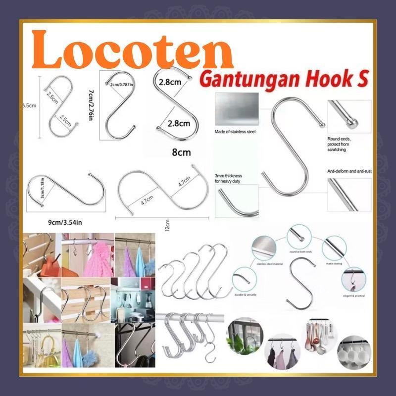 Locoten Gantungan Hook S ukuran 8cm Stainless Steel cantolan gantungan pengait serbaguna Anti-Scratc