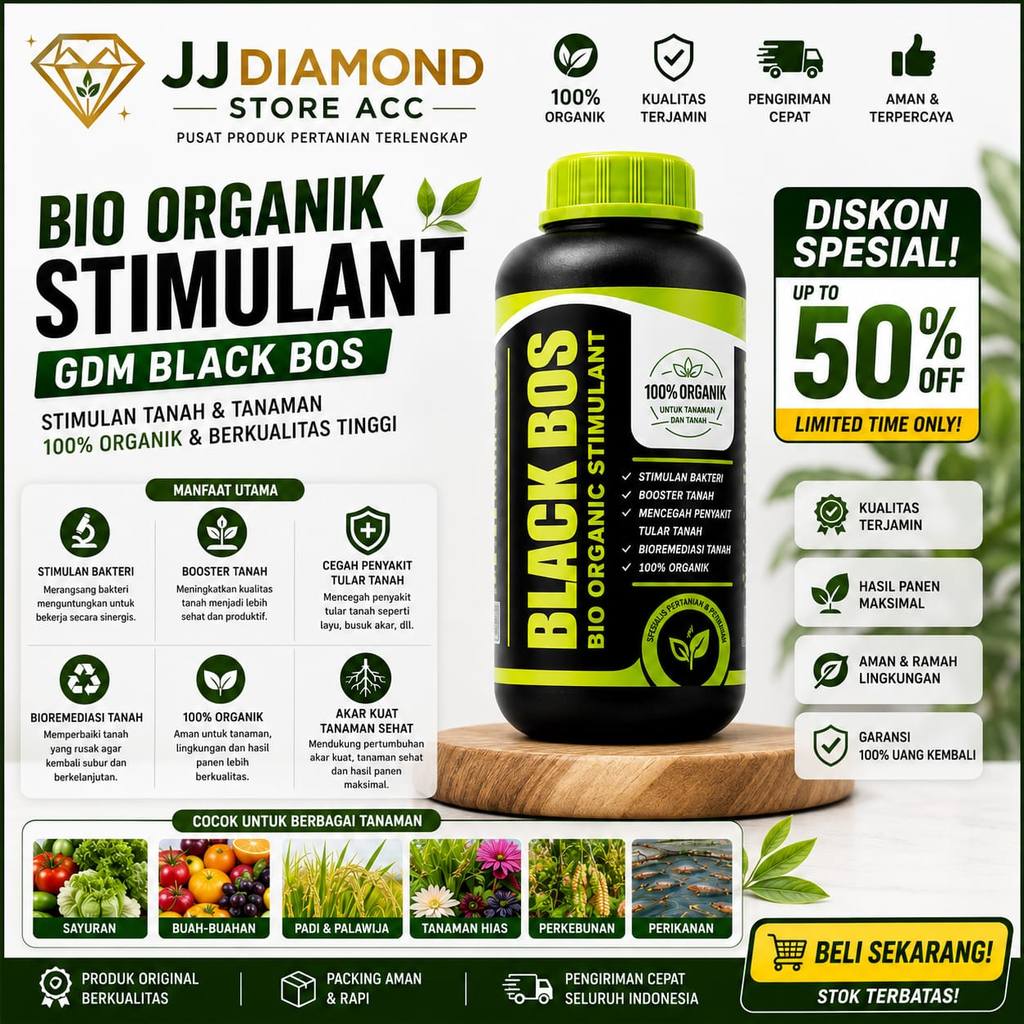 Bio Organic Stimulant GDM Black BOS 1Kg Pupuk Organik Cair Perangsang Akar Booster Tanah Penyubur Ta