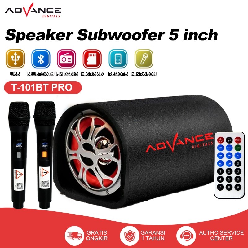 Advance Speaker Bluetooth Bass T-101BT PRO Speaker Subwoofer Bluetooth Untuk Mobil Sepiker Bluetooth