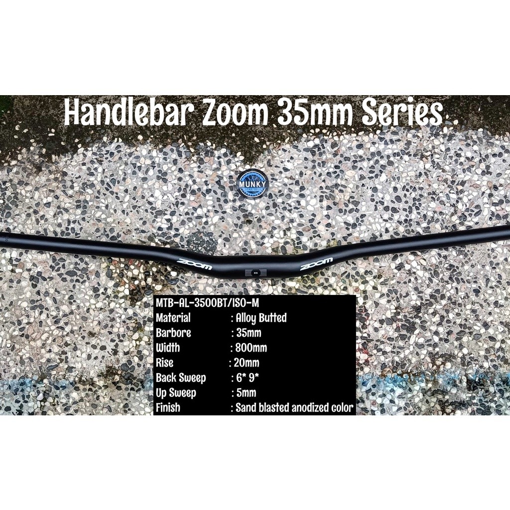Zoom Handlebar Stang clamp diameter 35 x 740 rise 20 mm untuk 35mm XC AM enduro downhill alumunium n