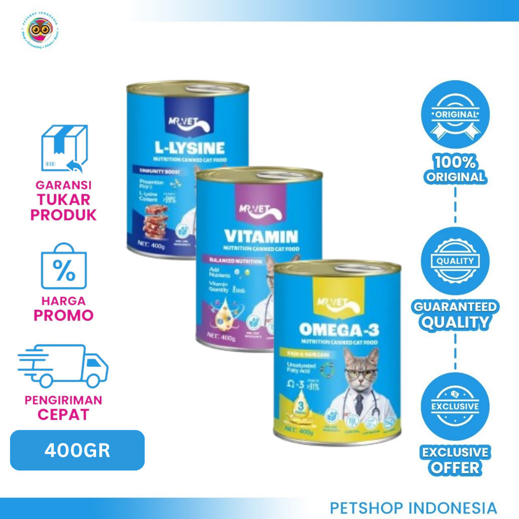 MR.VET Cat Kaleng 400gr Makanan Kucing Bergizi Tinggi