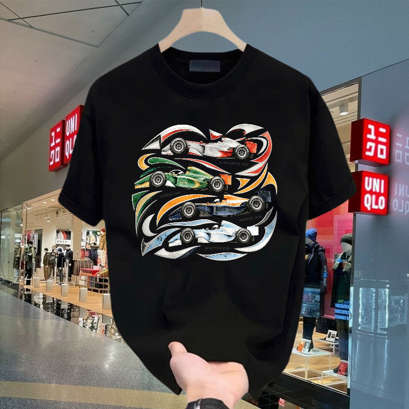 Kaos T Shirt Boxy Fit Formula Racing Vintage Motorsport Watercolor Mobil Balap Open Wheel Dengan Gar