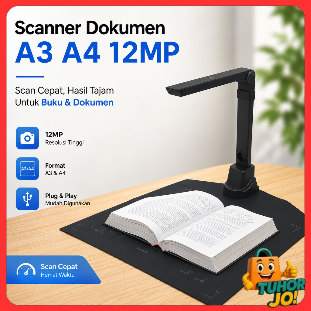 Scanner Dokumen Buku Overhead Portable Camera Scanner A3 A4 12MP - SD-2000
