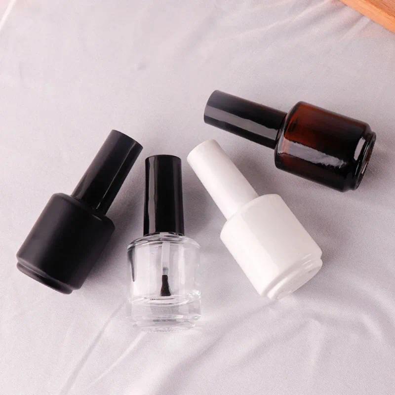 5pcs 15ml Transparent Glass Nail Polish Bottle Empty with Lid Brush Cosmetic Containers Nail Glass B