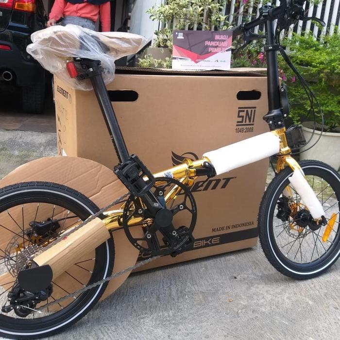 sepeda lipat element troy gold chrome