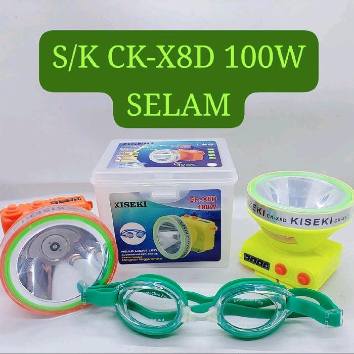 senter kepala kiseki selam 100 Watt ck-X8D 100 Watt selam bonus kacamata selam