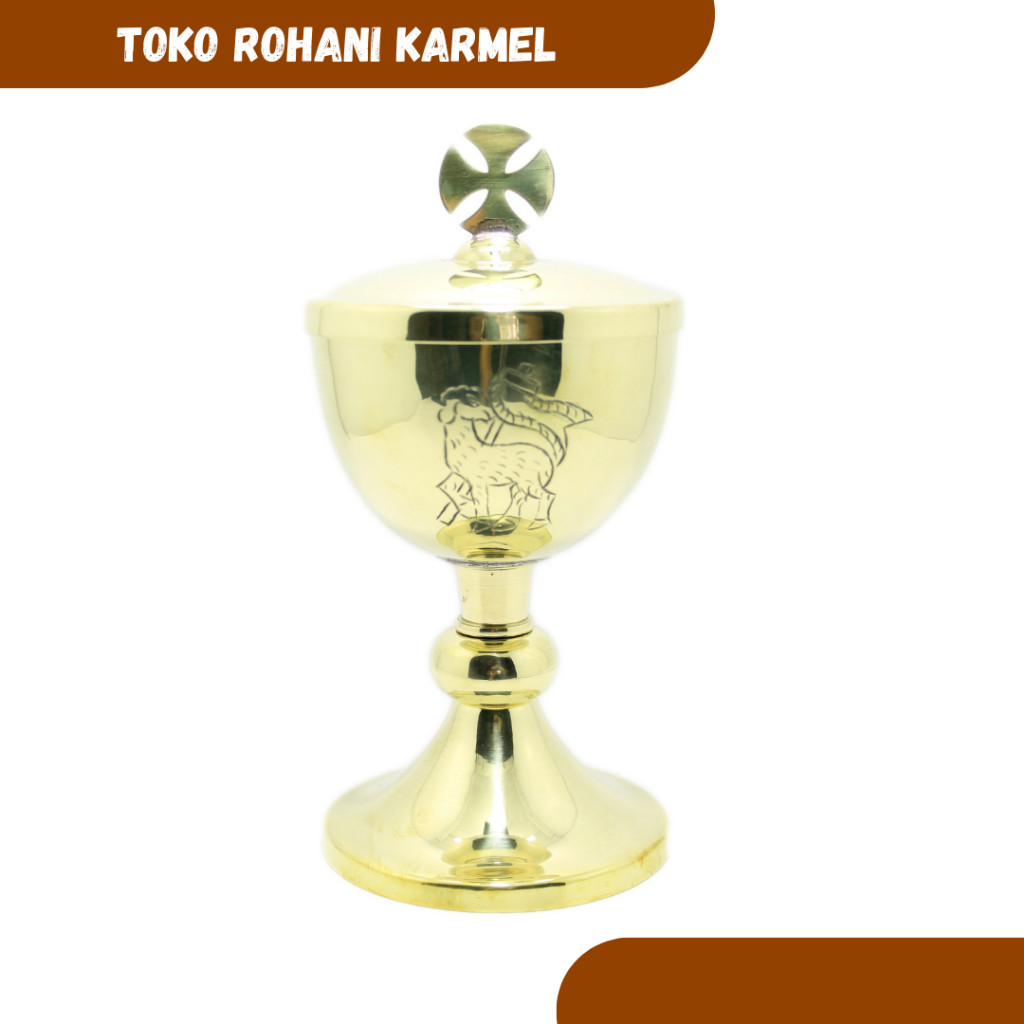 SIBORI TEMPAT HOSTI KATOLIK / PERALATAN MISA KATOLIK / SIBORI KUNINGAN     Berkualitas