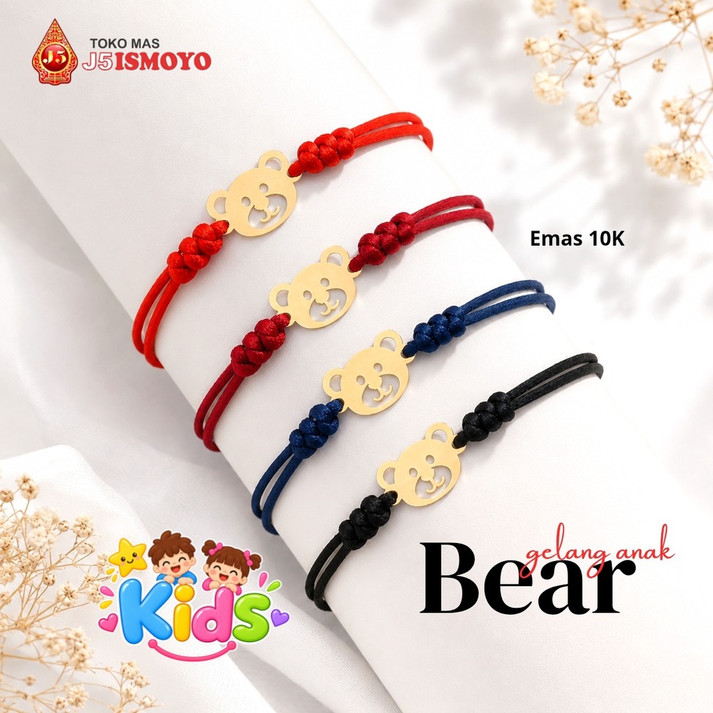 Gelang Emas Anak Tali Bear J5 Ismoyo