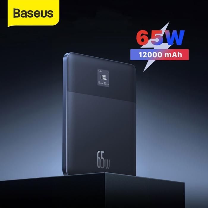 BASEUS BLADE2 65W FAST CHARGING POWER BANK 12000mAh DUAL TYPE-C LAPTOP - BLUE