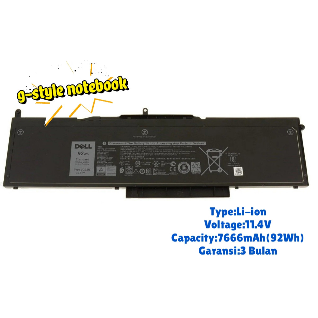 Baterai Laptop Dell VG3N WFWKK NY5PG Original