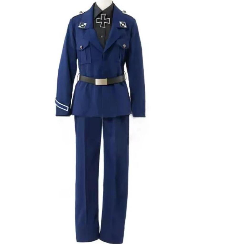 Anime Mens Suit Cosplay Hetalia Prussia Cosplay Costume Blue Navy Uniform Army Halloween Christmas O
