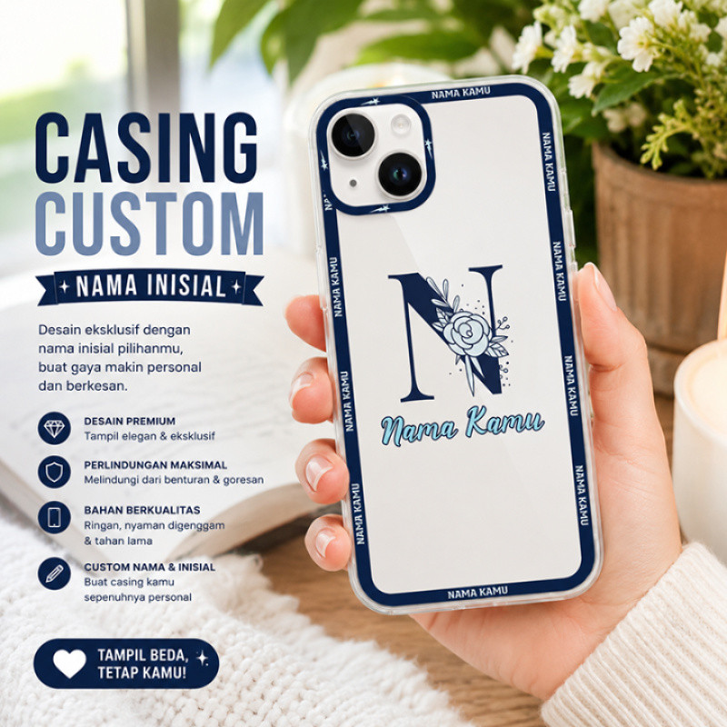 GEMINICASE Case HP Custom Nama & Inisial Untuk SAMSUNG A57 - A37 - A56 - A55 - A54 - A53 - A52 - A52
