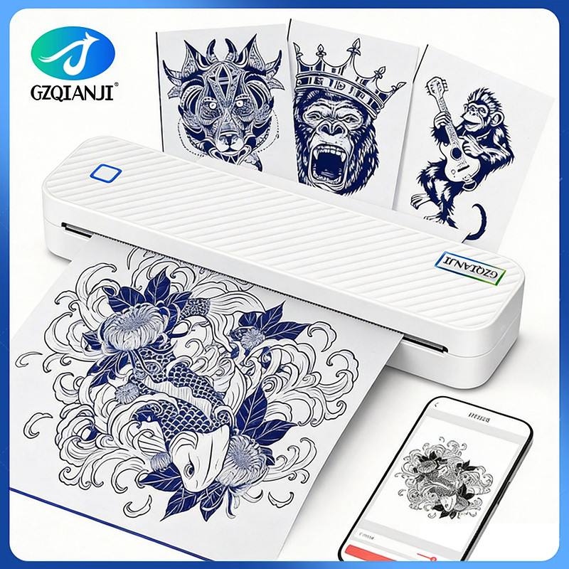 Printer Stencil Tato Portabel Nirkabel, Printer Transfer Tato Termal Nirkabel, Pembuat Tato Bluetoot
