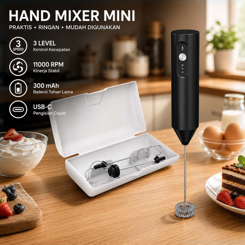CLITON Hand Mixer Mini Pengocok Milk Frother USB Charge 300mAh - EF-B-BOX