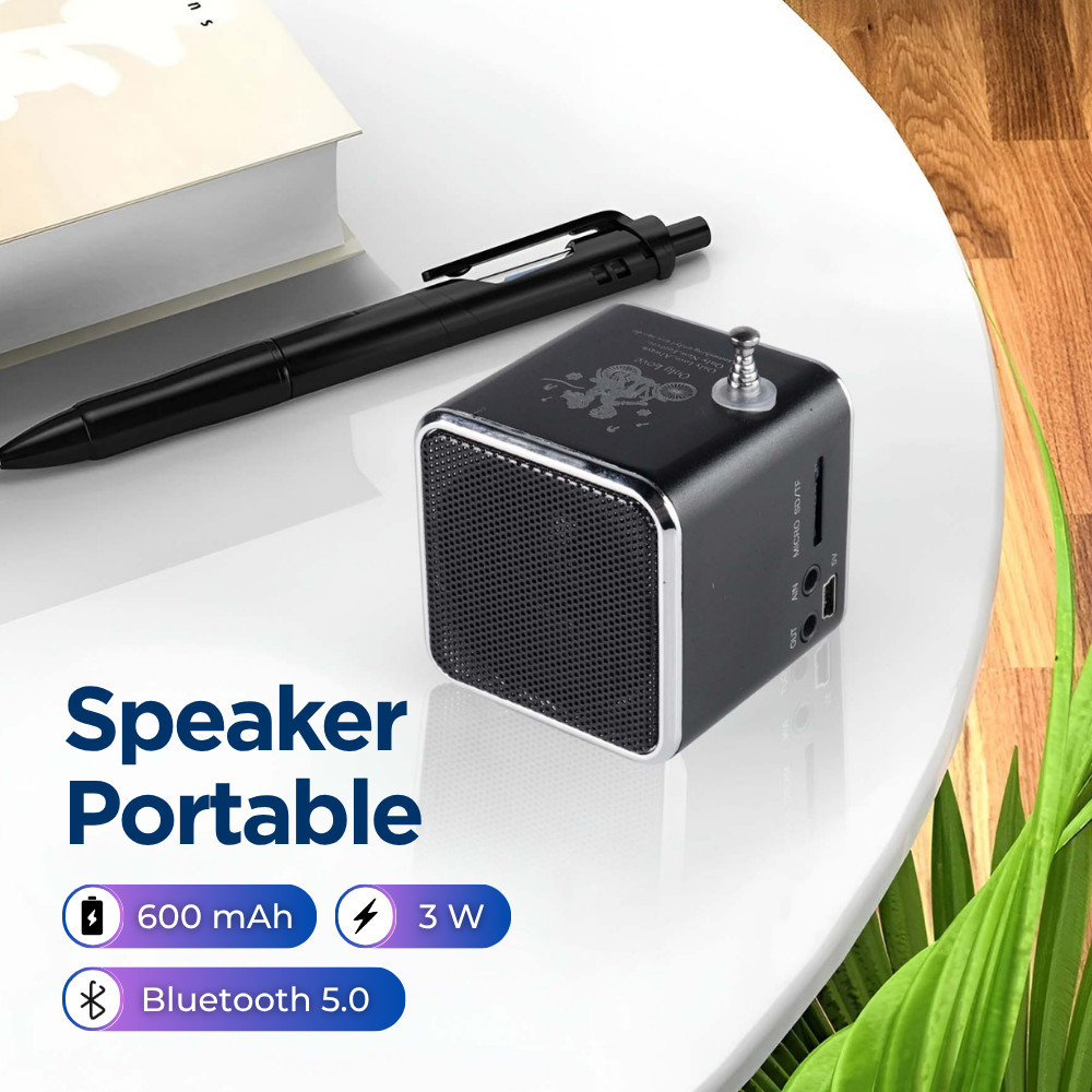 Speaker Bluetooth Portable Mini Musik Box MP3 Player Radio FM Bass 3W