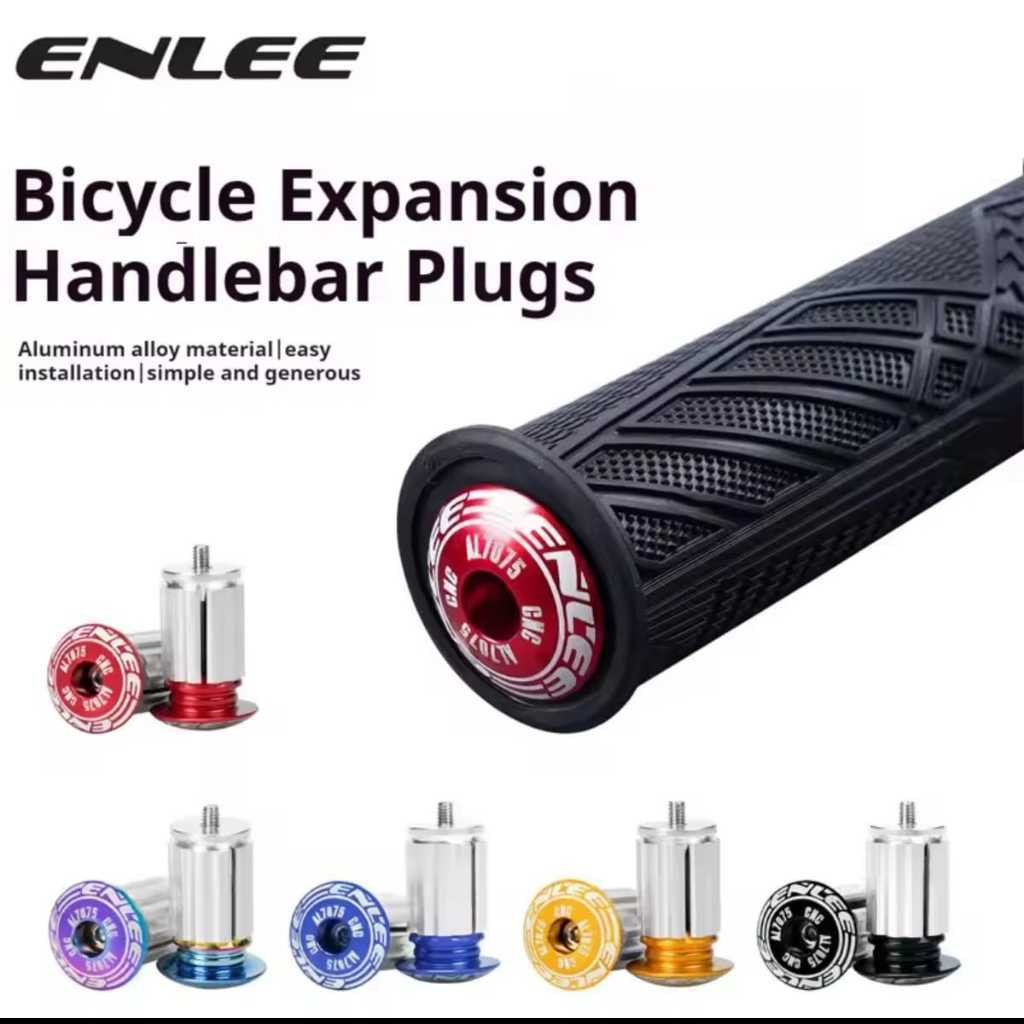 Foto Enlee Tutup Penutup Handgrip Handlebar Stang Dropbar Bar End Plug dengan Screw Lock Alloy