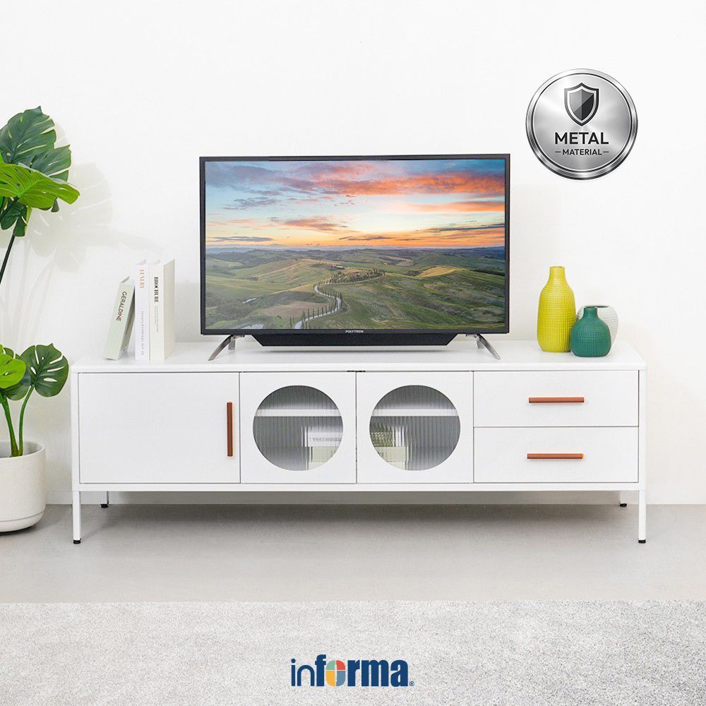 Informa Jasper Rak TV - Putih Matte Cabinet TV Stand Meja TV Lemari TV