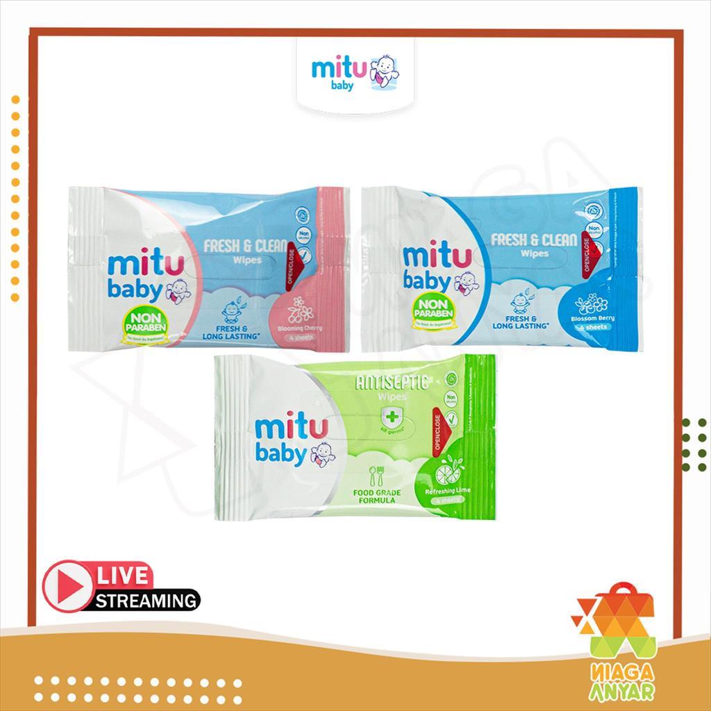Mitu Tisu Basah Baby Wipes / Mitu Tisu Basah Sachet Isi 4 Sheet / Mitu Baby Tisu Basah Bayi