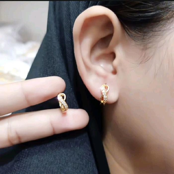 Anting 8 dewasa berlapis emas muda asli dapat surat dari toko