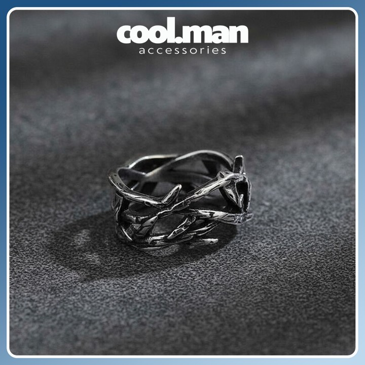 Cincin Akar Hitam Berduri (Thorn) - Cocok untuk Pria dan Wanita, Adjustable