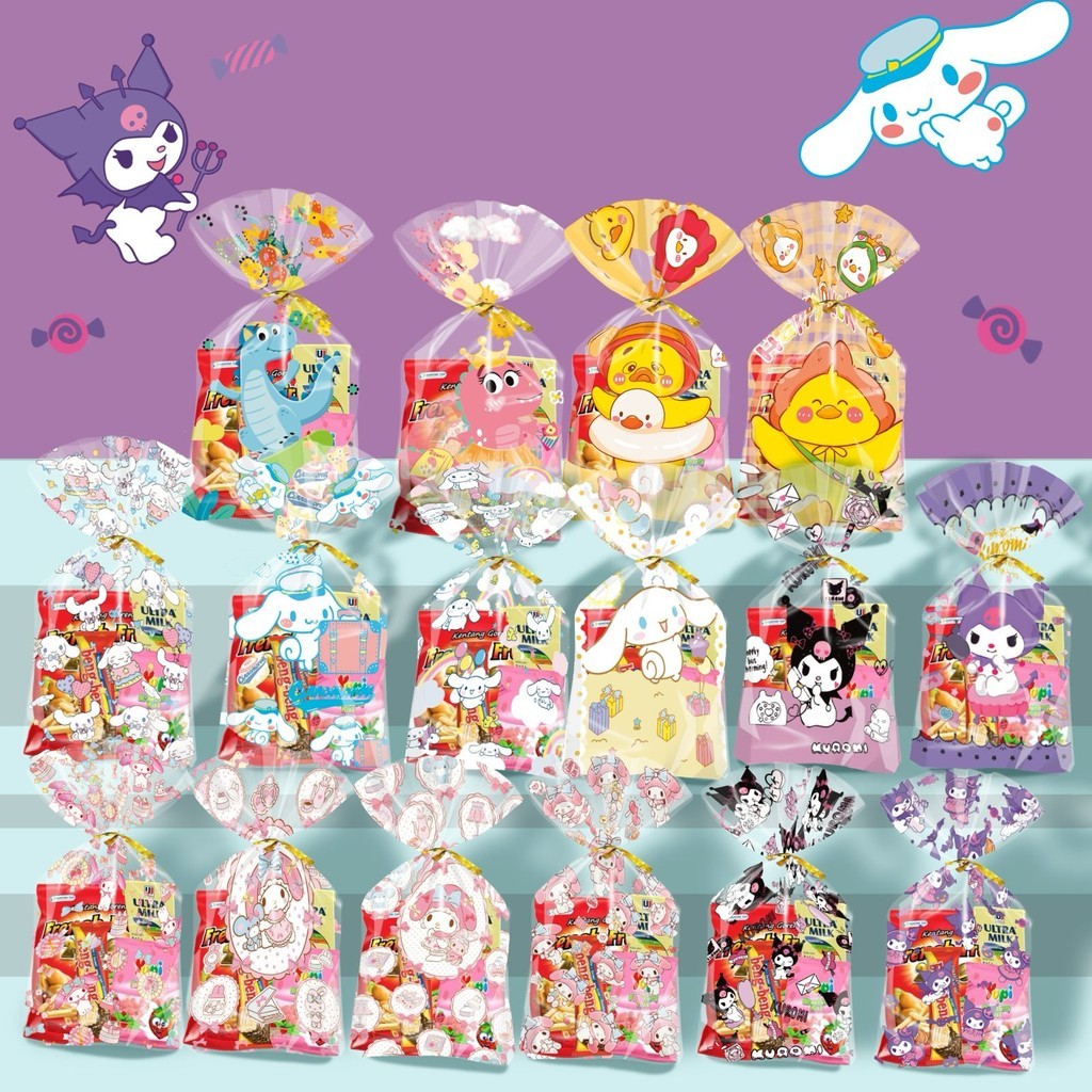 OPP PLASTIK SNACK 25X40 PLASTIK HAMPERS ULANG TAHUN ANAK DINOSAURUS UGLY DUCK CINNAMOROL KUROMI MELD