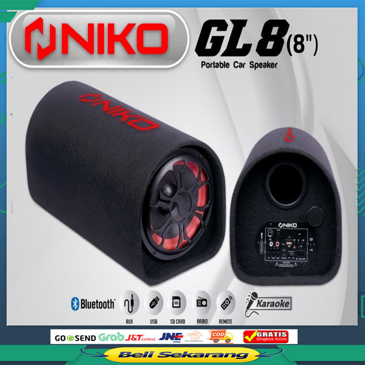 Speaker Niko GL 8 Subwoofer Car Speaker Niko 8 Inch Bluetooth / Speaker Karaoke Subwofer Mobil NK-GL