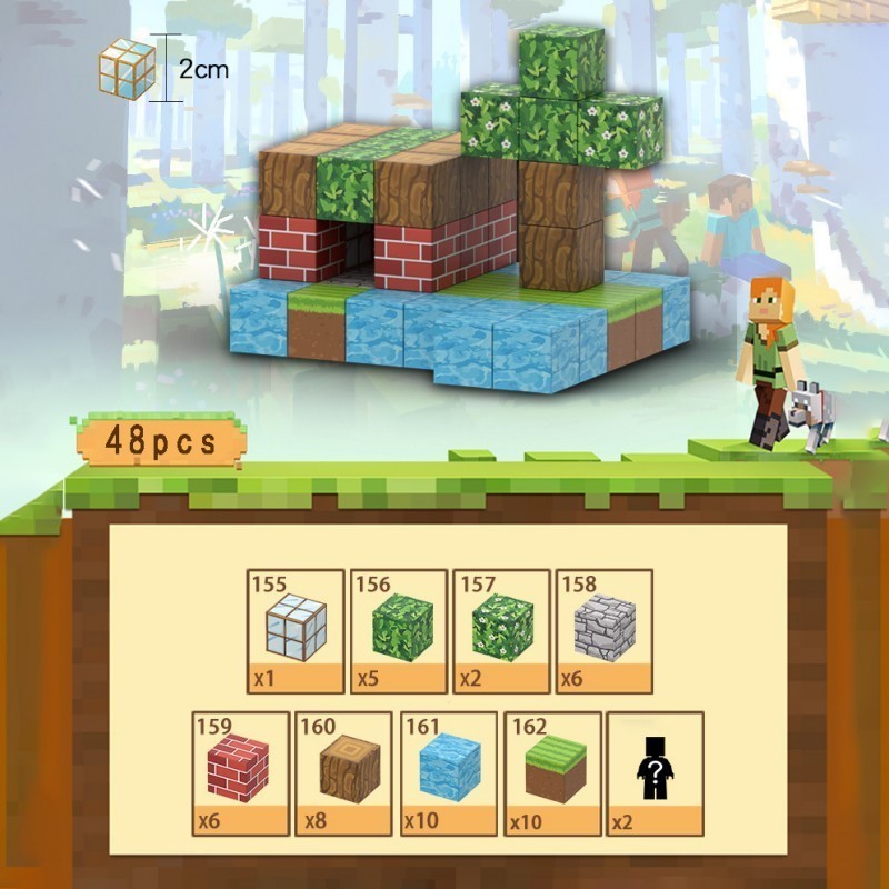 my world minicraft magnetic blocks 48pcs magnetic blocks minecraft magnetic block minecraft