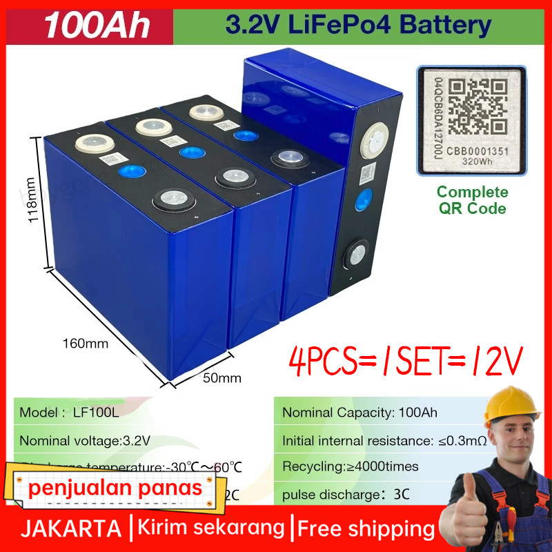 100% baterai baru 2025 CATL/BYD Battery Lifepo4 3.2v 100AH Battery Lifepo4 12v 100ah plus BMS UPS CA