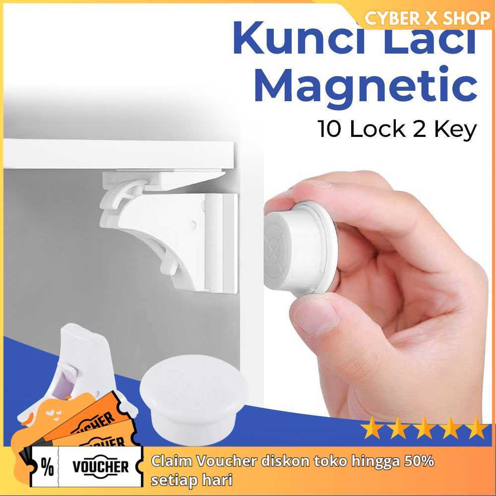 [CYBER] Kunci Laci Magnetic 10 Lock 2 Key | Aksesori Rumah Tangga | Pengaman Lemari Anak Serbaguna