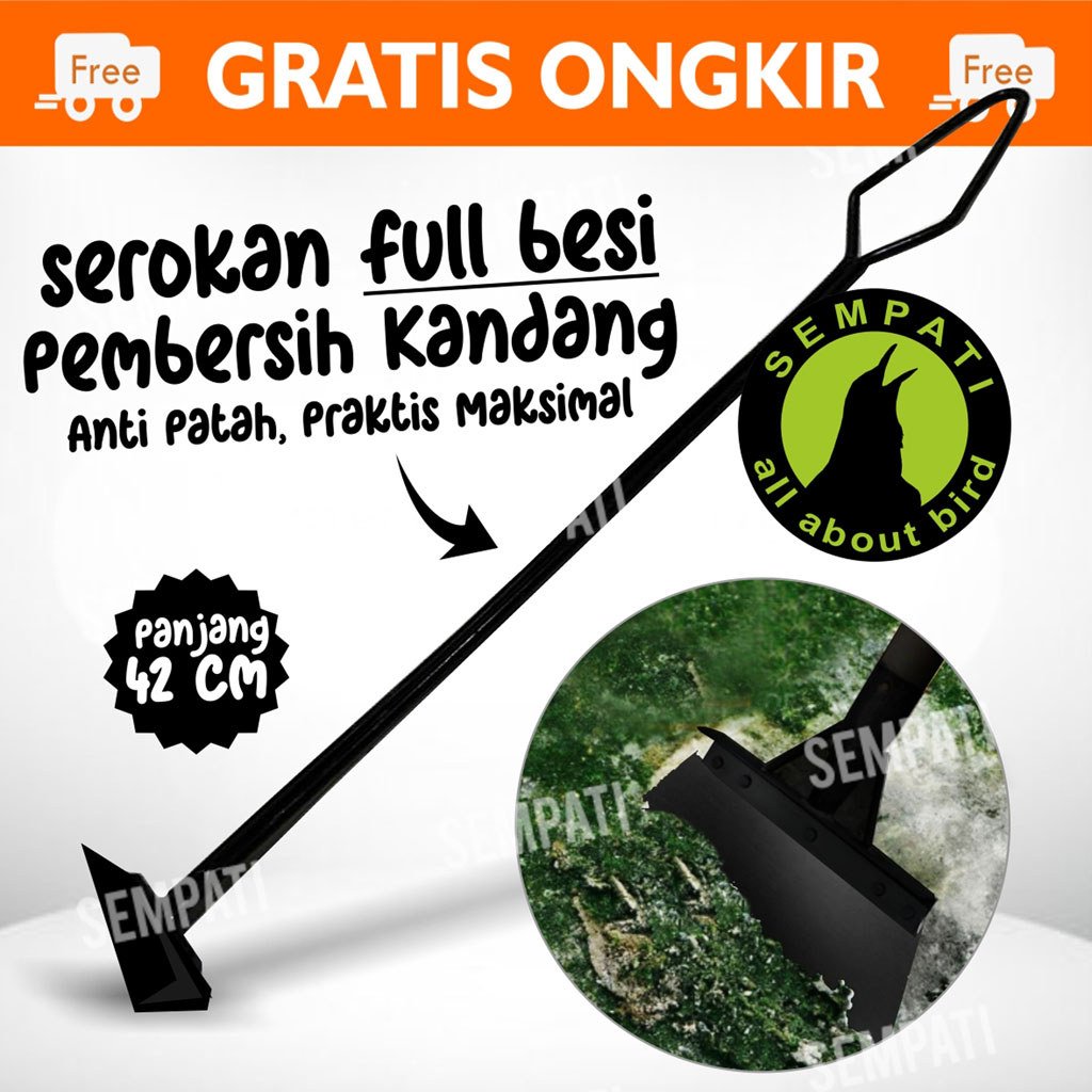 SEMPATI Sosrok Full Besi Alat Pembersih Kandang Hewan Burung Kucing Anjing Hamster Sekop Kotoran Sel