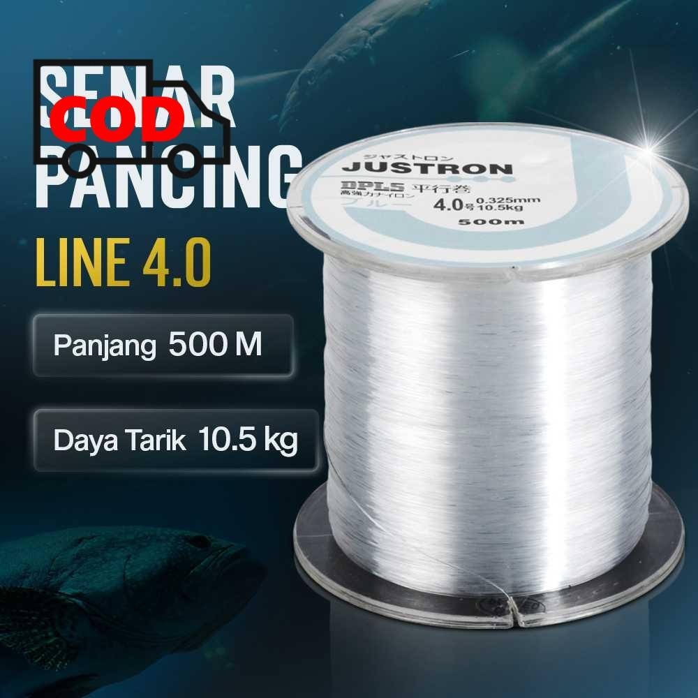 Senar Pancing Kuat Tahan Lama Nylon 500M Tali Pancing Ikan Besar Laut Danau Sungai Peralatan Mancing