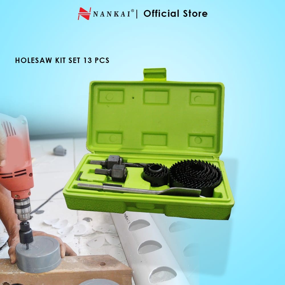 Mata Bor Kayu Set / Holesaw Kit 13 Pc Nankai