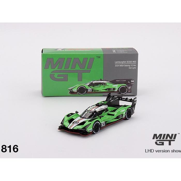 Mini GT 816 - Lamborghini SC63 #63 Iron Lynx 2024 IMSA Sebring 12 Hrs - MGT MiniGT - Diecast Mobil M