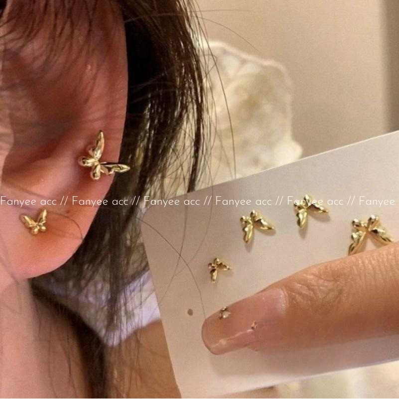 [Fanyee] Set 6 Anting Kupu - kupu Emas Kecil Kualitas Tinggi Sederhana Versatile D149