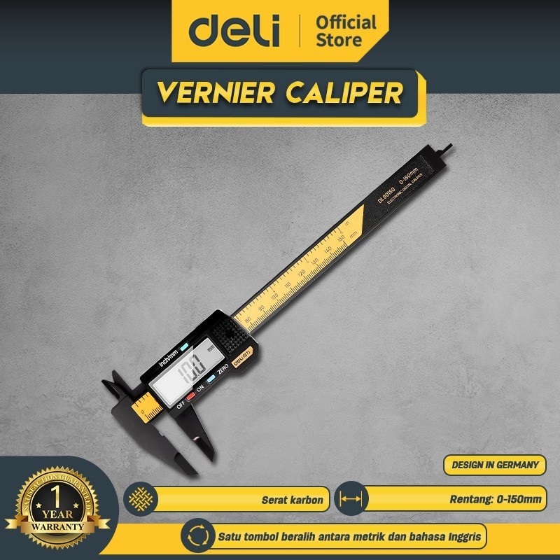 Deli Jangka Sorong Digital Kaliper / Deli Sigmat Vernier Caliper 150 Mm EDL90150